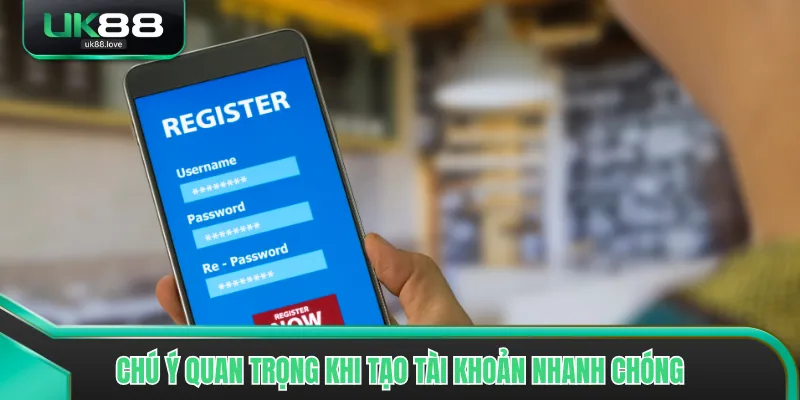 Chú ý quan trọng khi tạo tài khoản nhanh chóng
